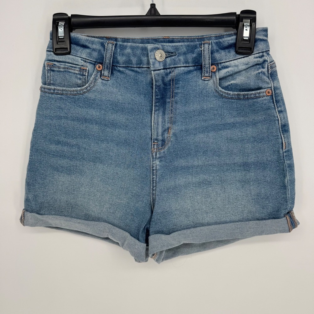 American Eagle Curvy Mom Short Denim Blue Stretch Women's Size 0 Cuffed‎